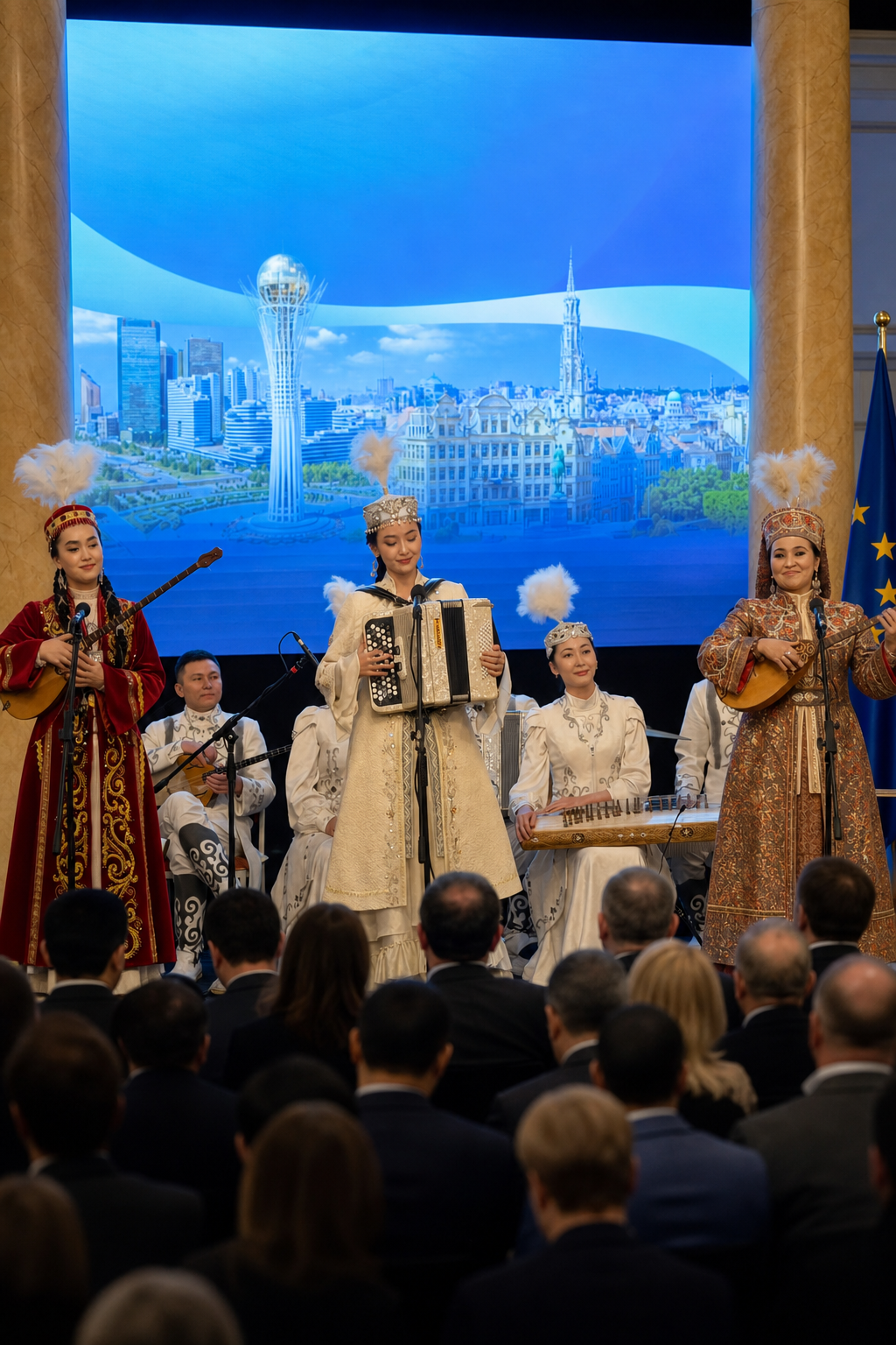 Kazakh performers on a Brussels cultural stage